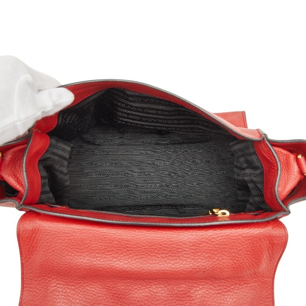 PRADA Red Leather Shoulder Bag - Picture 8 of 13